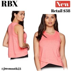 🆕 RBX Striped Crop tulip hem peachy color Tank top size large